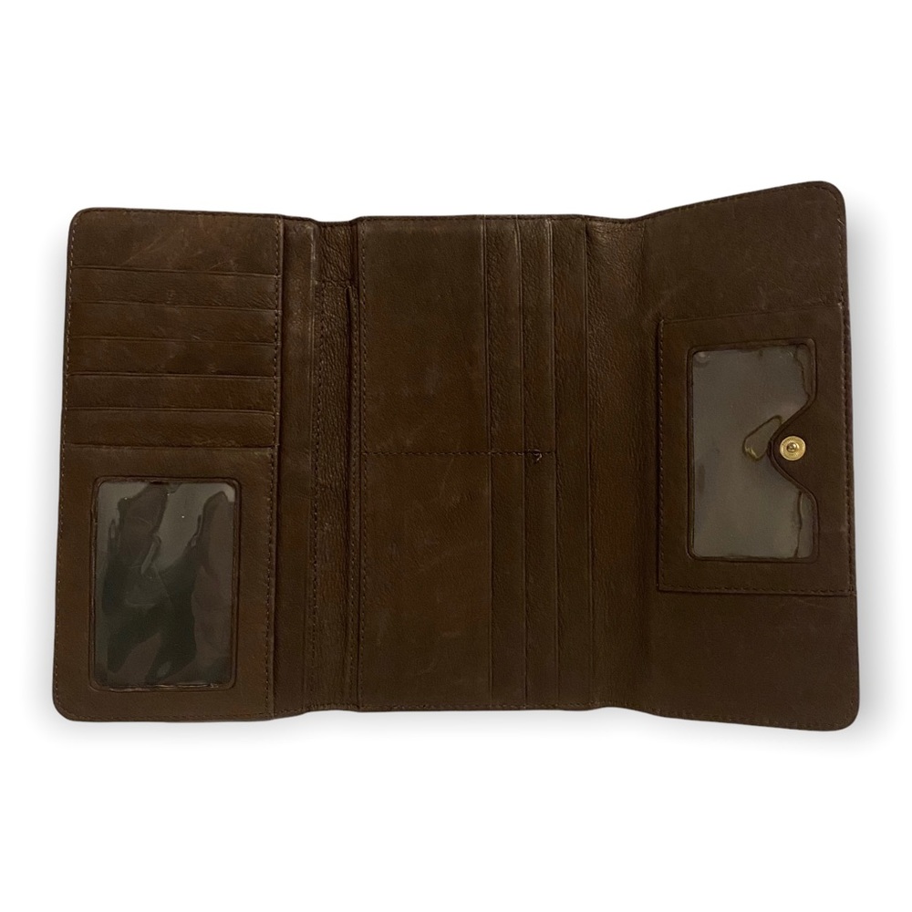 Brown Faux Leather Wallet with Embroidered Wolf On Front - Picture 4 of 5